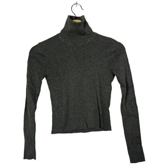 Zara Dark Gray Cropped Long Sleeve Turtleneck M - Picture 1 of 3